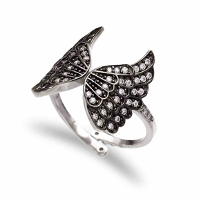 Wing Design Turkish Wholesale Handcrafted Adjustable Silver Ring